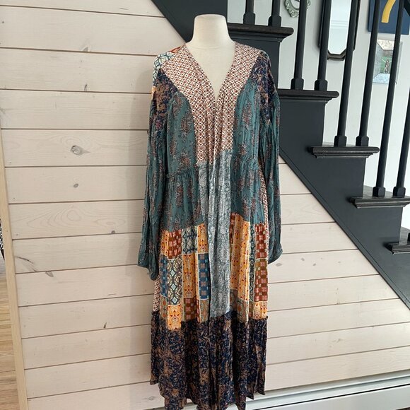 086 Boutique Patchwork Longline Duster NWOT Size Large - Picture 7 of 13